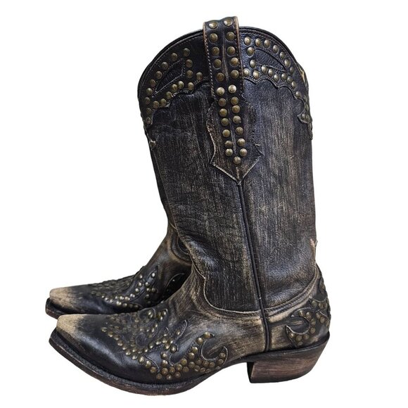 Stetson Black and Brown Heeled Boots - Picture 1 of 12
